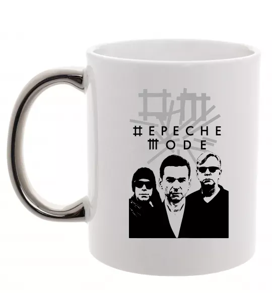 Чашка з кольоровою ручкою Depeche Mode band Срібло фото