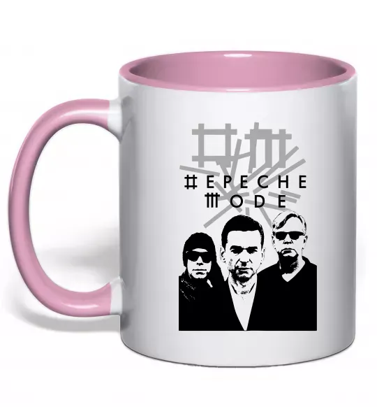 Чашка з кольоровою ручкою Depeche Mode band Ніжно рожевий фото