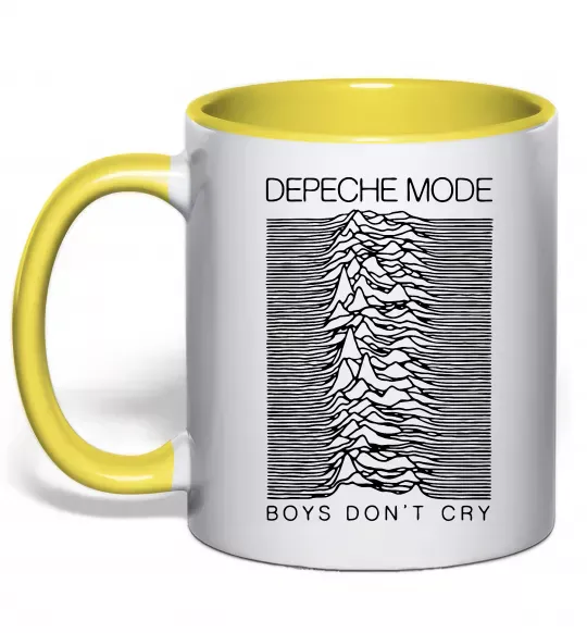Чашка с цветной ручкой Boys don`t cry Солнечно желтый фото