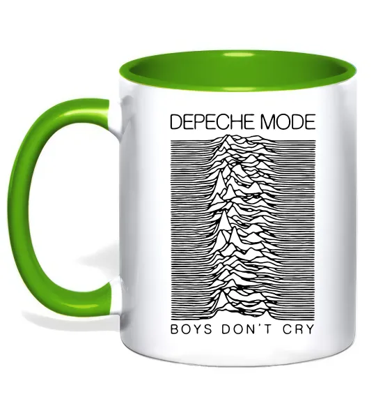 Чашка с цветной ручкой Boys don`t cry Лаймовый фото