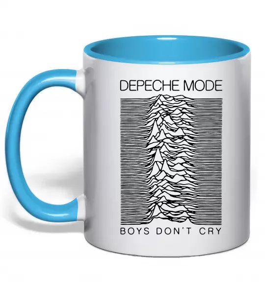 Чашка с цветной ручкой Boys don`t cry Голубой фото