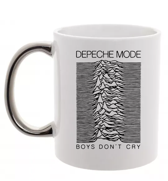 Чашка с цветной ручкой Boys don`t cry Серебро фото