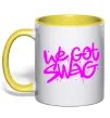 Чашка с цветной ручкой We got SWAG Лимонный фото