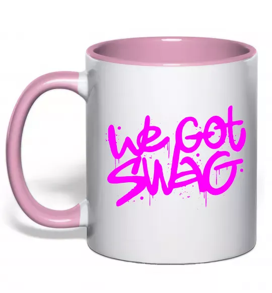 Чашка з кольоровою ручкою We got SWAG Ніжно рожевий фото