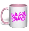 Чашка з кольоровою ручкою We got SWAG Ніжно рожевий фото