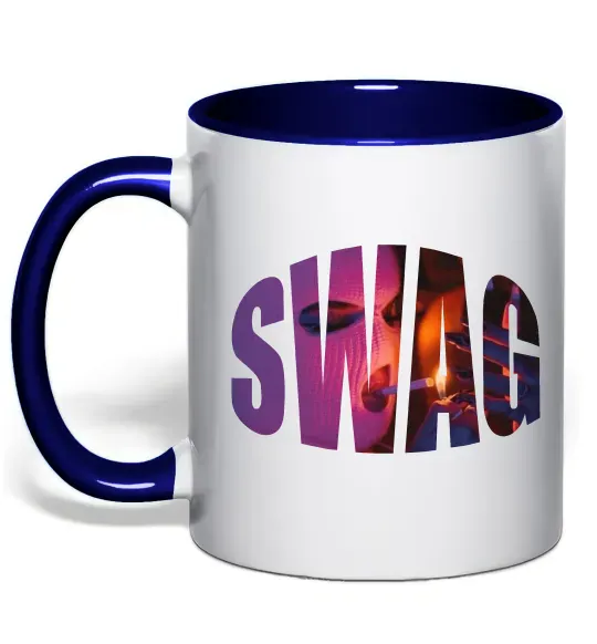 Чашка с цветной ручкой SWAG балаклава Глубокий темно-синий фото