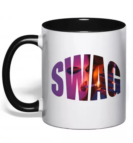 Чашка с цветной ручкой SWAG балаклава Черный фото