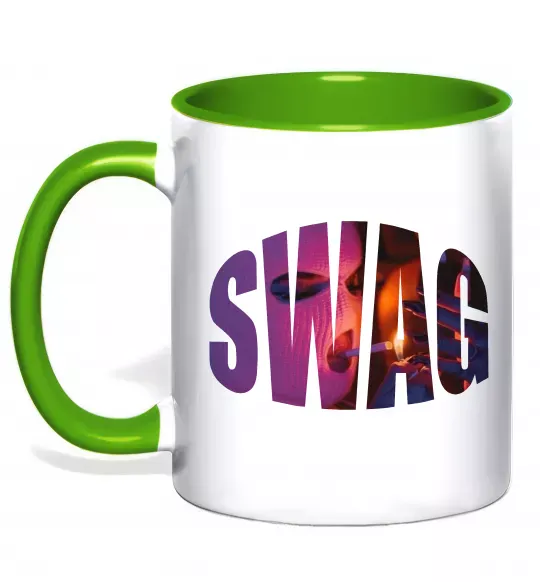 Чашка с цветной ручкой SWAG балаклава Зеленый фото