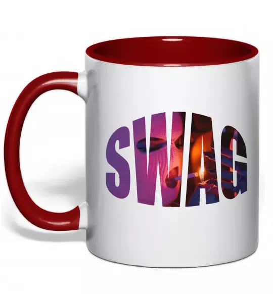 Чашка с цветной ручкой SWAG балаклава Красный фото