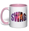 Чашка с цветной ручкой SWAG балаклава Нежно розовый фото