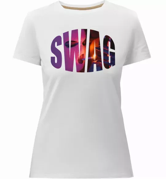 Женская премиум футболка SWAG балаклава Белый фото