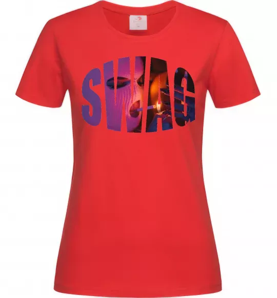 Женская футболка SWAG балаклава Красный фото