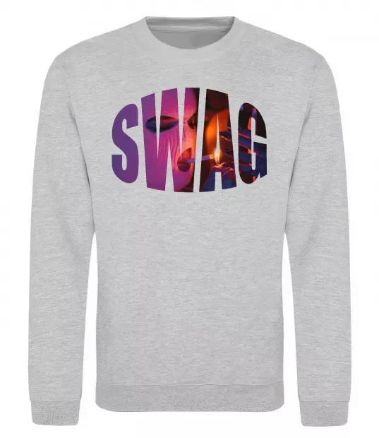Свитшот SWAG балаклава Серый меланж фото