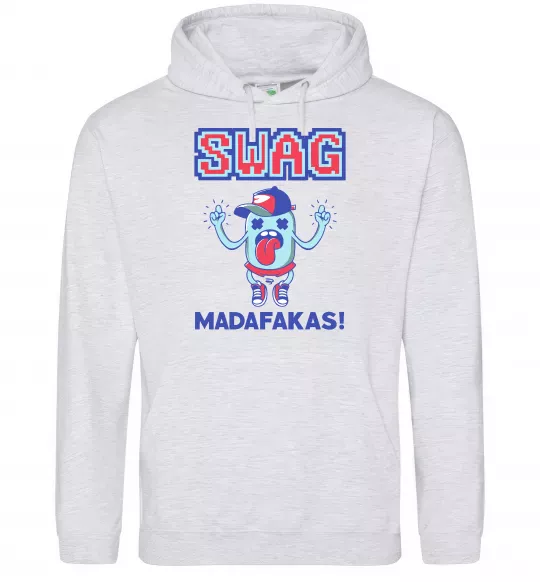 Мужская толстовка (худи) SWAG Madafakas Серый меланж фото