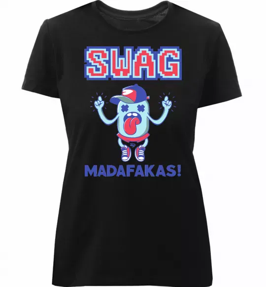 Жіноча преміум футболка SWAG Madafakas Чорний фото