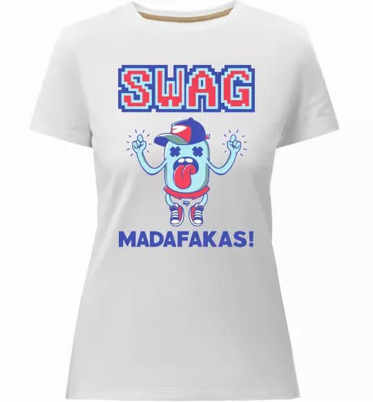 Жіноча преміум футболка SWAG Madafakas Білий фото