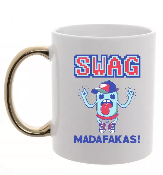 Чашка с цветной ручкой SWAG Madafakas Золото фото