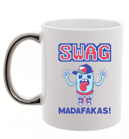 Чашка с цветной ручкой SWAG Madafakas Серебро фото