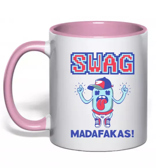Чашка с цветной ручкой SWAG Madafakas Нежно розовый фото