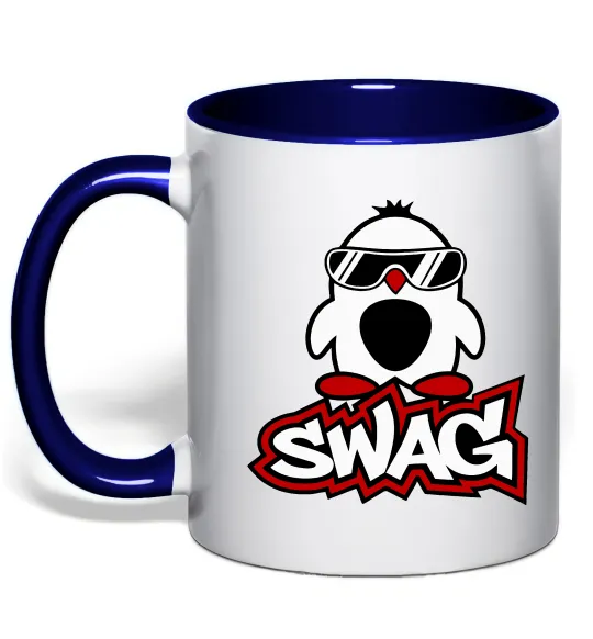 Чашка з кольоровою ручкою Swag penguin Глибокий темно-синій фото