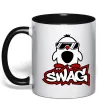 Чашка з кольоровою ручкою Swag penguin Чорний фото