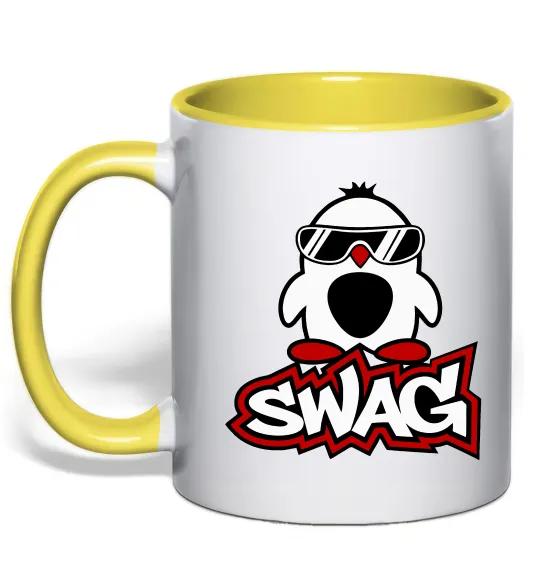 Чашка с цветной ручкой Swag penguin Лимонный фото