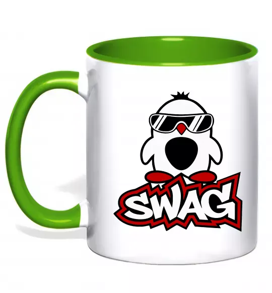 Чашка з кольоровою ручкою Swag penguin Зелений фото