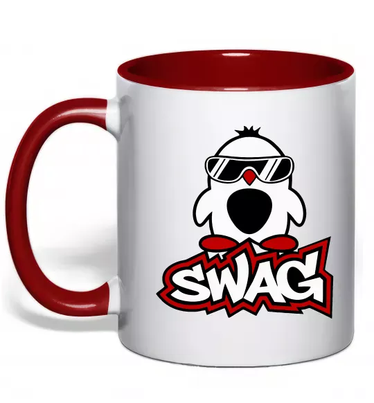 Чашка з кольоровою ручкою Swag penguin Червоний фото