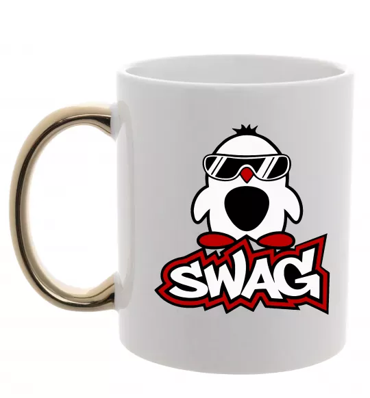 Чашка з кольоровою ручкою Swag penguin Золото фото