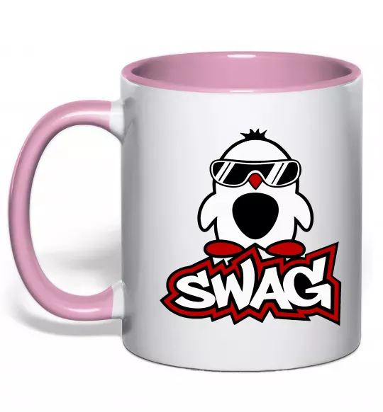 Чашка з кольоровою ручкою Swag penguin Ніжно рожевий фото