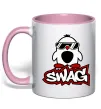 Чашка з кольоровою ручкою Swag penguin Ніжно рожевий фото