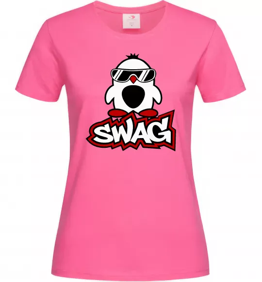 Женская футболка Swag penguin Ярко-розовый фото