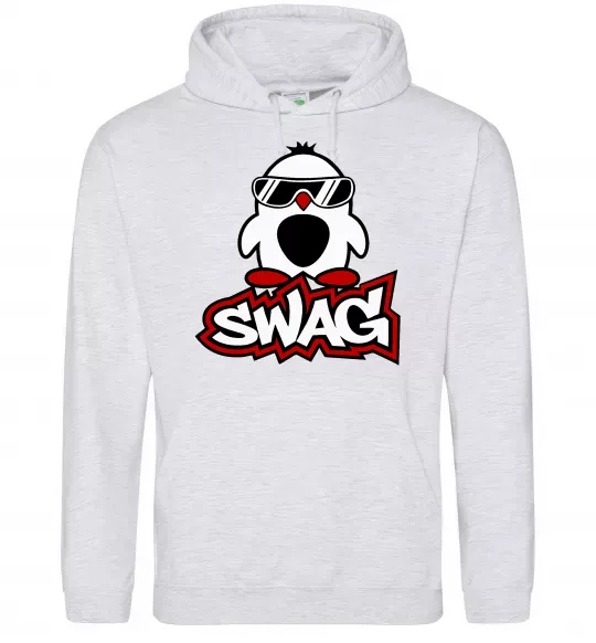 Мужская толстовка (худи) Swag penguin Серый меланж фото
