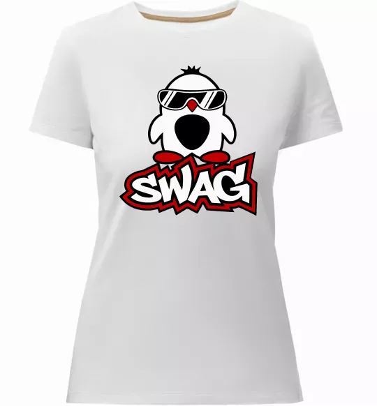 Женская премиум футболка Swag penguin Белый фото