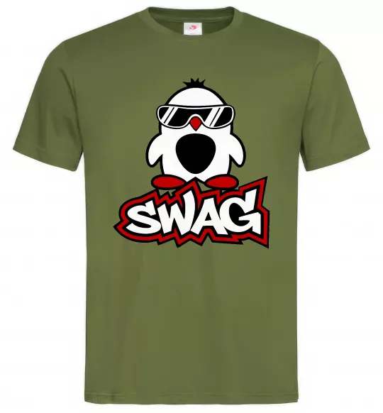 Чоловіча футболка Swag penguin Оливковий фото