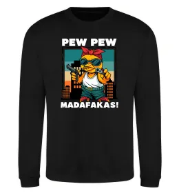 Свитшот Pew Pew gangsta chicken Черный фото