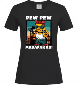 Женская футболка Pew Pew gangsta chicken Черный фото