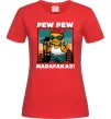 Женская футболка Pew Pew gangsta chicken Красный фото