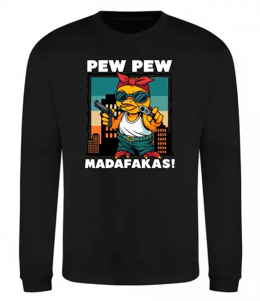 Свитшот Pew Pew gangsta chicken Черный фото