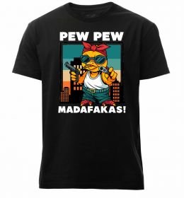 Мужская премиум футболка Pew Pew gangsta chicken