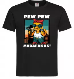 Мужская футболка Pew Pew gangsta chicken Черный фото
