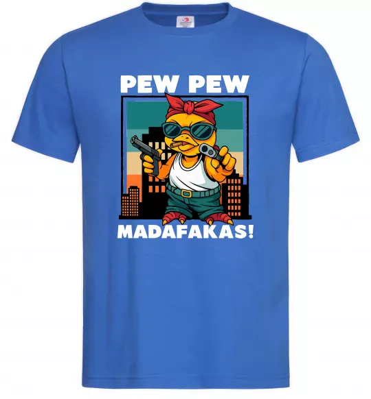 Мужская футболка Pew Pew gangsta chicken Ярко-синий фото