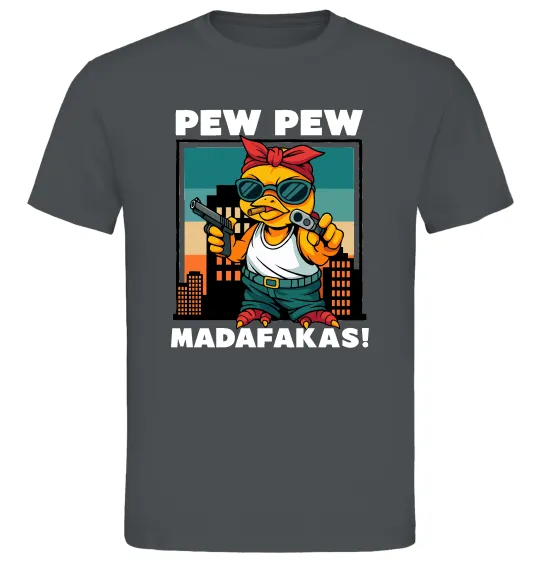 Мужская футболка Pew Pew gangsta chicken Графит фото