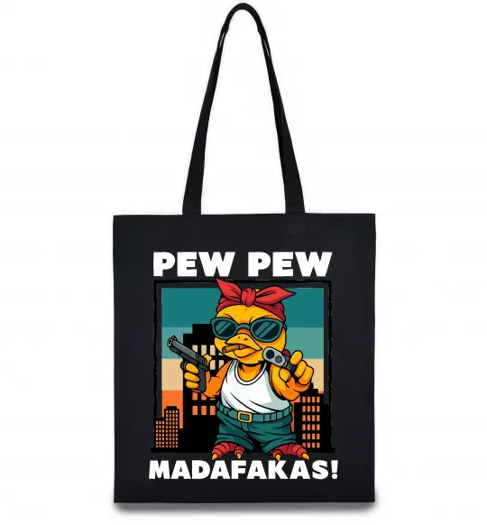 Еко-сумка Pew Pew gangsta chicken Чорний фото