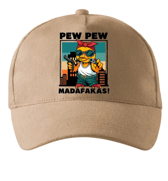 Кепка Pew Pew gangsta chicken Песочный фото