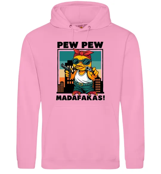 Мужская толстовка (худи) Pew Pew gangsta chicken Розовый фото