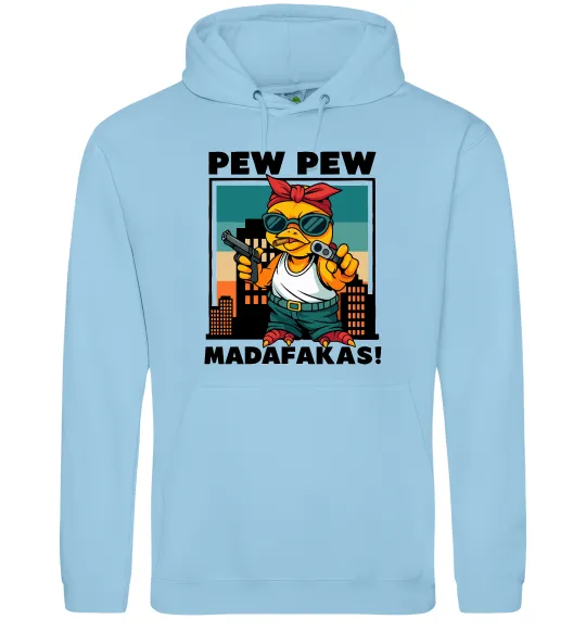 Мужская толстовка (худи) Pew Pew gangsta chicken Голубой фото