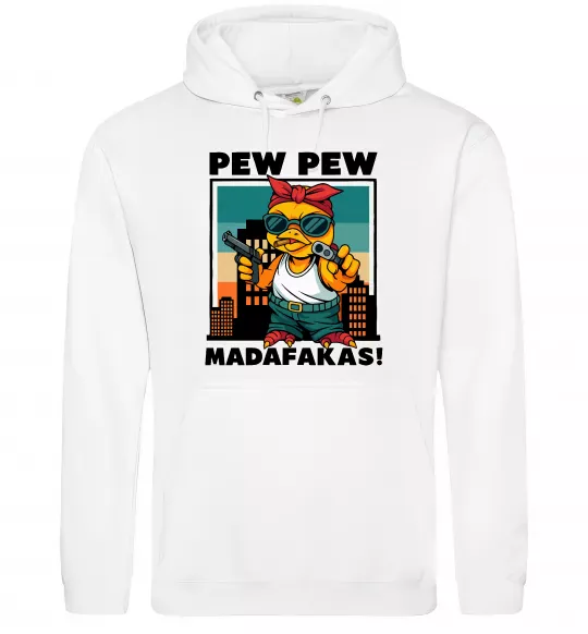 Женская толстовка (худи) Pew Pew gangsta chicken Белый фото
