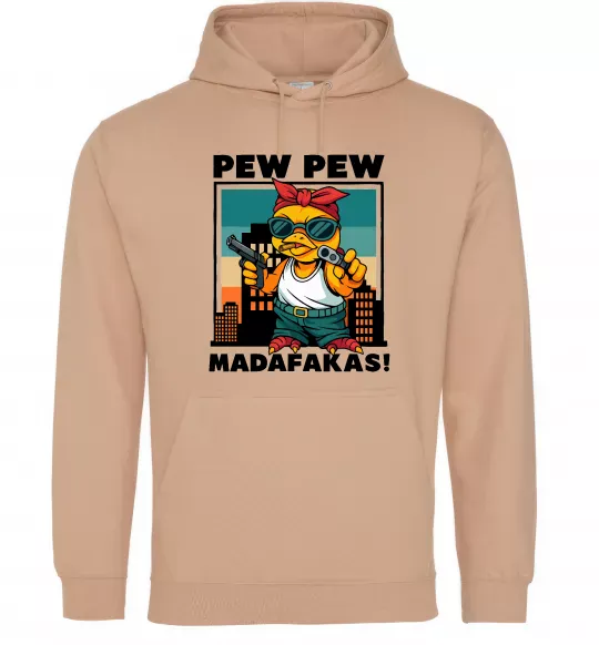 Женская толстовка (худи) Pew Pew gangsta chicken Песочный фото