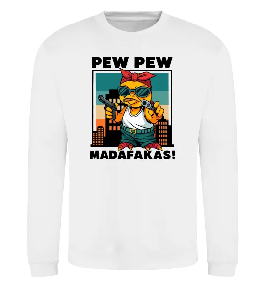 Світшот Pew Pew gangsta chicken Білий фото